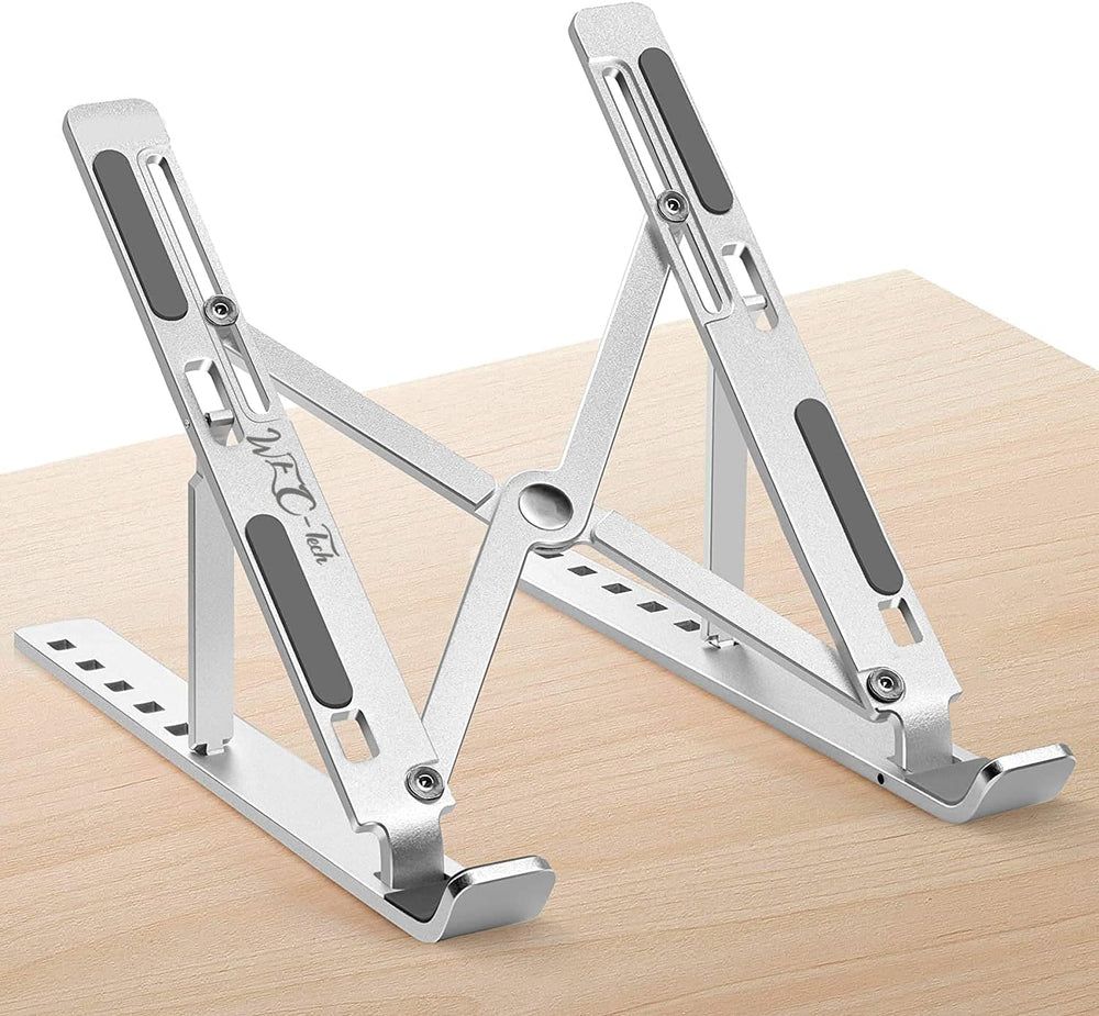 Large sizeWEC-Tech Portable Laptop Stand, Adjustable Tablet Notebook Stand for tablets, mobile phones and computers, Laptop Desk Riser Foldable Notebook Cooling Stand- (Silver)