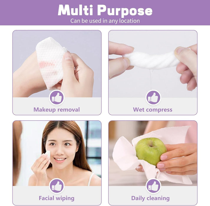 NALACAL Face Clean Towels, 100 Count Disposable Biodegradable Soft Dry Wipes for Sensitive Skin, Lint Free Facial Tissue for Cleansing, Skincare and Makeup Remover, Dry Wipes