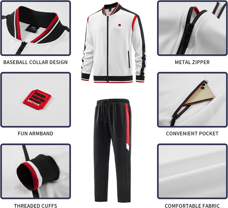 Men's Casual Tracksuits Long Sleeve Jogging Suits Sweatsuit Sets Track Jackets and Pants 2 Piece Outfit, Jw-140, M