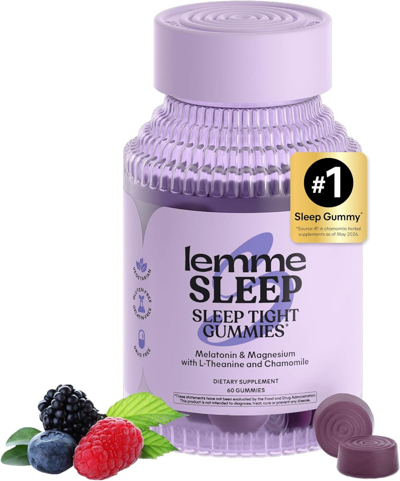 Sleep Gummies with 5mg Melatonin, Elderberry, Magnesium, L-Theanine, Chamomile and Lavender, Drug-Free Nighttime Sleep Aid, Vegan, Gluten Free, Gelatin Free, Non GMO, Berry Flavored (60 Count)