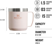 Classic Legendary Camp Mug 0.35L - Vacuum Insulated Tumbler - Stainless Steel Camp Mug - BPA -Free Thermal Cup - Dishwasher Safe - Single Server Brewer Compatible - Rose Quartz - Rose Quartz