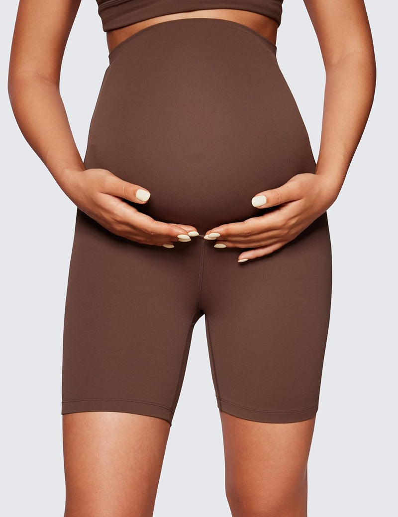 CRZ YOGA Womens Butterluxe Maternity Yoga Biker Shorts Over The Belly 4" / 6" - Pregnancy Workout Running Athletic