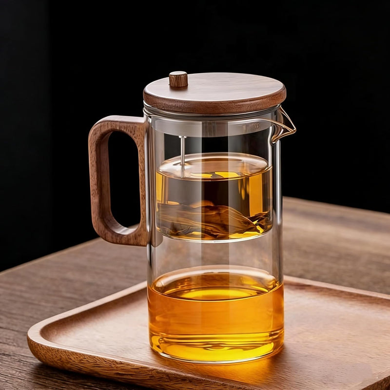 Cydiva Enchanti Tea Pot, 650 ML Glass Teapot with Infuser & Lid, Transparent Heat-Resistant Teacup with Handle and Metal Filter for Loose Leaf & Herbal Tea Brewing