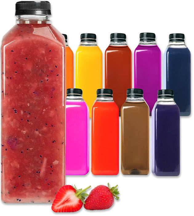 HYFY [10 PCS] 1 litre Plastic Juice Bottles 33.8oz Clear Plastic Bottles With Caps Milk Bottle Water Bottles For Kids Empty Bottle Zamzam Water Gym Water Bottle Reusable Plastic Juice Bottle