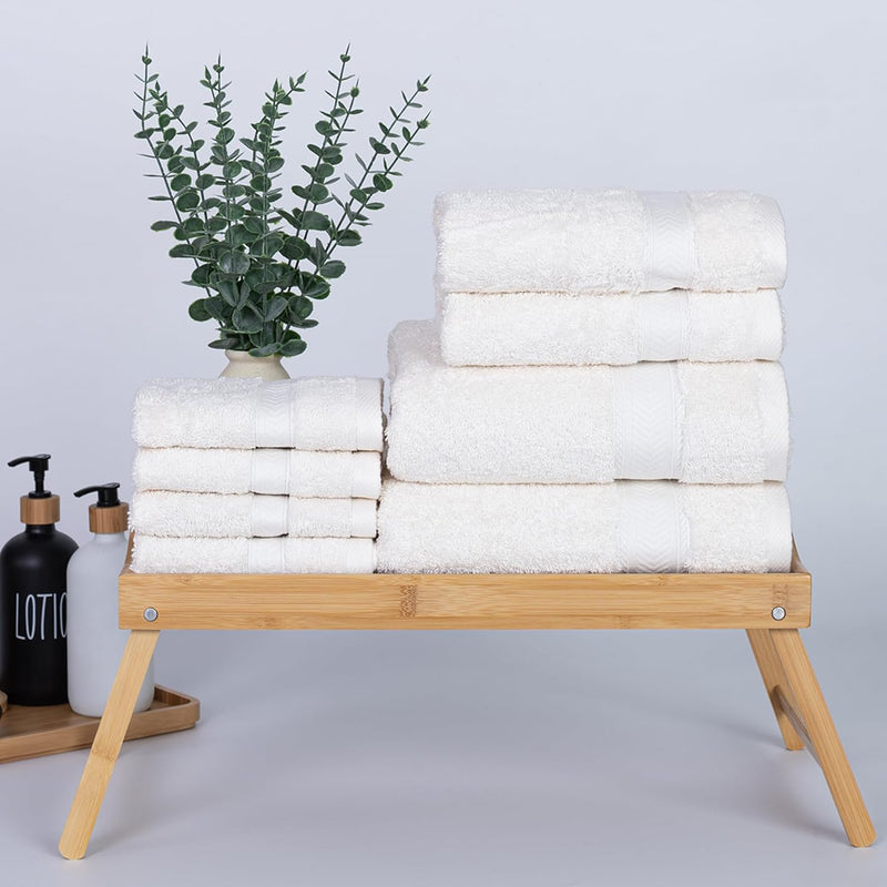 Cannon Bath Towel, 70x140 cm, 8 Piece Set, 2 Piece of 70x140cm bath towel, 2 Piece of 41x71cm Hand Towel & 4 Piece of 33x33cm Wash Cloth,100% Cotton for Bathroom, Spa & Gym (LINEN)