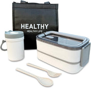 Bento Box, 4 Compartments Lunch Box For Kids and Adults, 1300ml Leakproof Food Container, for School, Work, Picnics, Microwave Safe, Dark Green - White