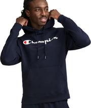 mens Graphic Powerblend Fleece Pullover Hood Hooded Sweatshirt - Navy