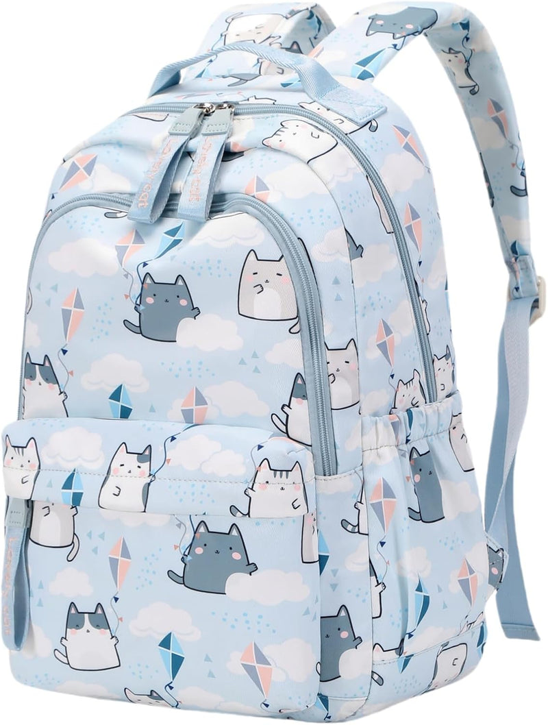 Mfikaryi Cute Cat Casual Daypack Teens Elementary School Backpack Students Bookbag for Girls Boysâ€¦