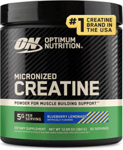 Optimum Nutrition Creatine Powder Pure Creatine Monohydrate for Muscle Strength, Energy & Endurance Blueberry Lemonade Flavor 360g 60 Servings - Blueberry Lemonade 5g Creatine 60 Servings 360g