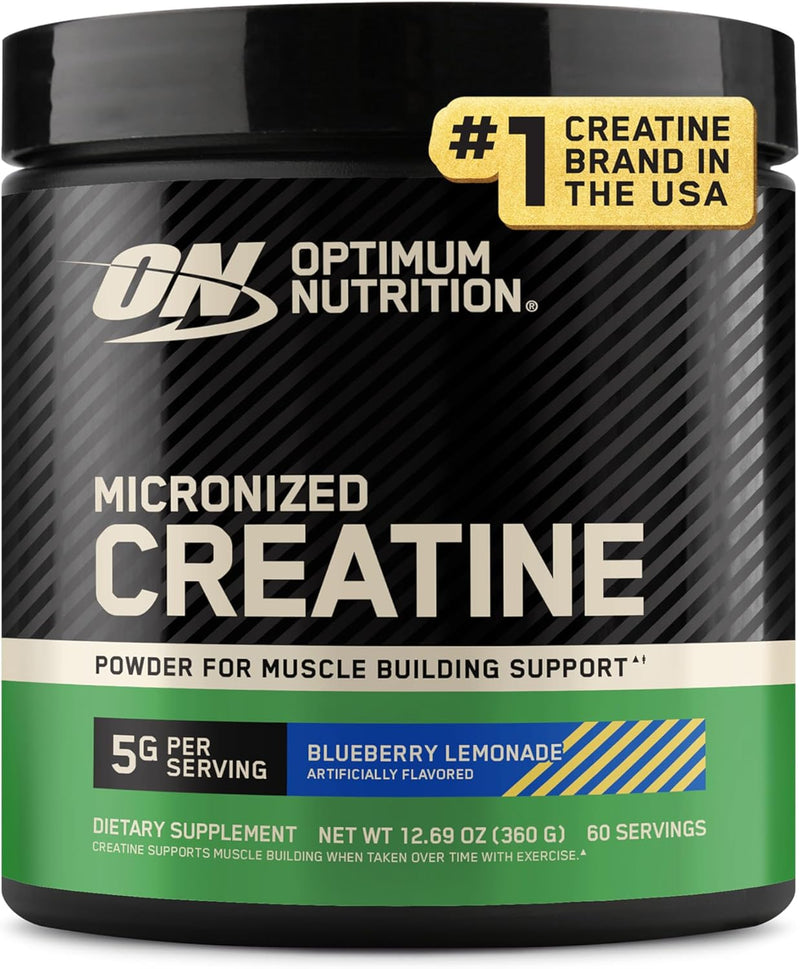 Optimum Nutrition Creatine Powder Pure Creatine Monohydrate for Muscle Strength, Energy & Endurance Blueberry Lemonade Flavor 360g 60 Servings - Blueberry Lemonade 5g Creatine 60 Servings 360g
