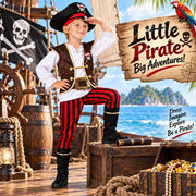 Doodle Kiddo Pirate Costume for Kids 3-12 Years Halloween Pirate Outfit with Hat, Vest, Pants & Eye Patch Fancy Dress & Pretend Play Costume for Kids & Toddlers