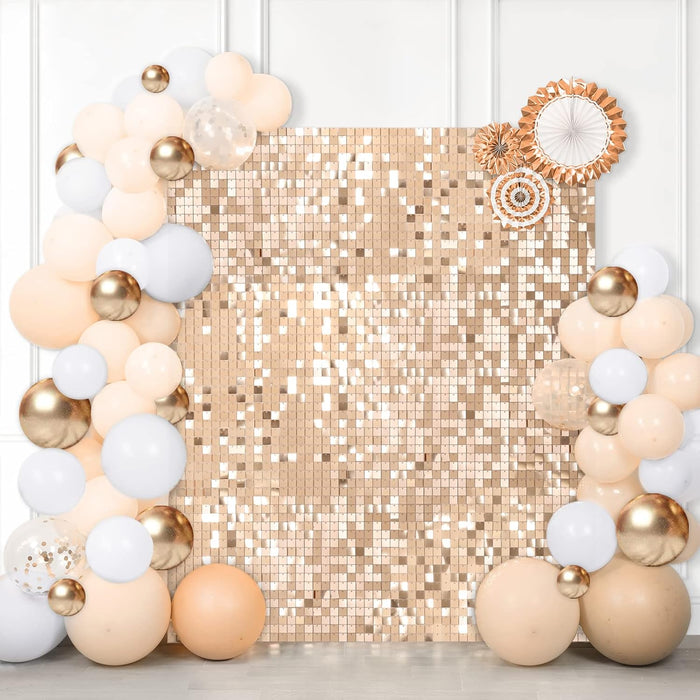 LuoluoHouse Shimmer Wall Panel Sequin Backdrop Panels 12 Packs-Iridescent Silver Backdrop for Graduation Anniversary Backdrop Wall Backdrops Engagement Decoration