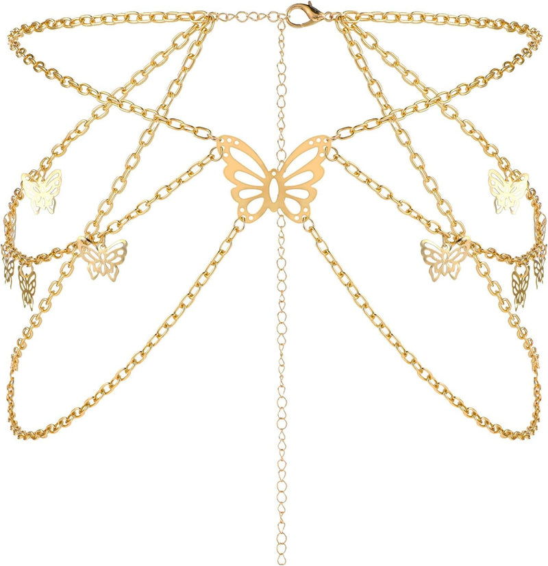 Women's Hang Low Multi Link Waist Chain, Waist Chain Belt in Gold Tone Mult Layer Women Metal Chain Belt, Adjustable Waist Link Belt Skinny Waistband Chain Decor Belts for Dress Jeans
