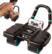 SKY-TOUCH 4-Wheel Automatic Rebound Ab Roller - Ultimate Core Strength Trainer with Elbow Supports, Knee Mat, and Timer for Effective Abs Workouts,36 23 25cm,Black