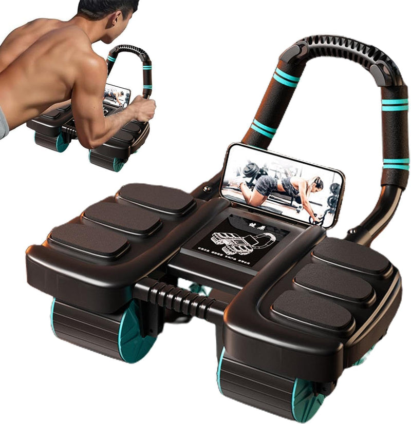 SKY-TOUCH 4-Wheel Automatic Rebound Ab Roller - Ultimate Core Strength Trainer with Elbow Supports, Knee Mat, and Timer for Effective Abs Workouts,36 23 25cm,Black