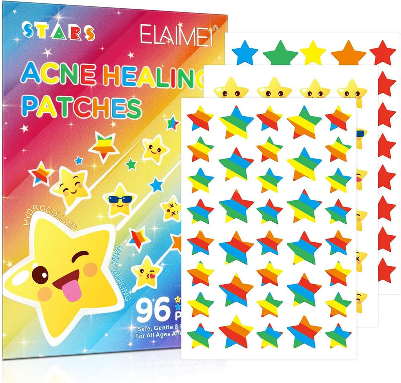 MAKINGTEC 96 Patches Cute Star Pimple Patches, Face Pimple Patches, Acne Healing Patches, Hydrocolloid Acne Patches for Face Blemish, Zit Acne Dot Acne Pimple Absorbing Cover Patch (Stars Shape)