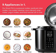 Nutricook Smart Pot 2 Rice Cooker, Steamer, Sauté Pot, Yogurt Maker & More,9 In 1 Electric Pressure Cooker, Slow Cooker,6 Liters, 12 Smart Programs With New Smart Lid