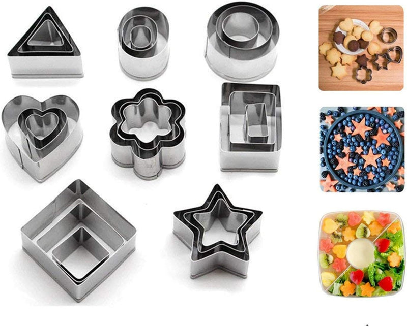 24 Pcs Cookie Stainless Steel Mold Set Food Fruits Biscuits Cutters For Icing Pastry Sugar Craft Cake Decoration With Box