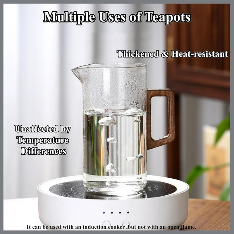 Cydiva Enchanti Tea Pot, 650 ML Glass Teapot with Infuser & Lid, Transparent Heat-Resistant Teacup with Handle and Metal Filter for Loose Leaf & Herbal Tea Brewing