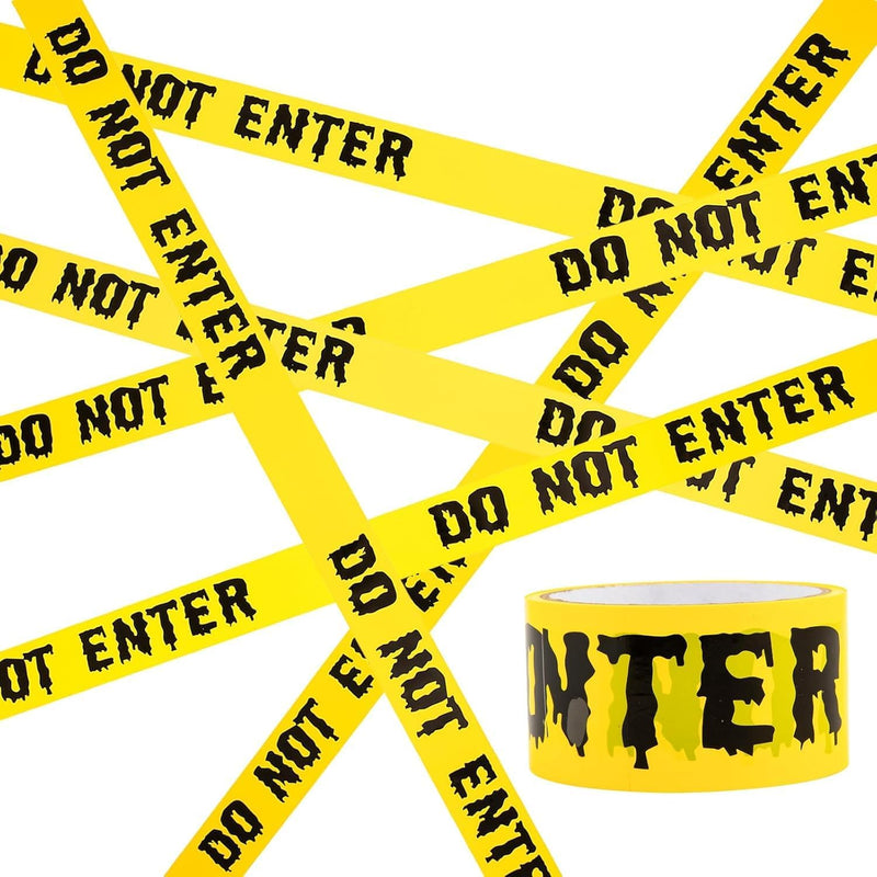 Tiokkss Halloween Caution Tape Roll 4.8CM25M,Scary Party Halloween Decorations Indoor Outdoor,Yellow Do Not Enter Tape.Hazard Warning Barricade Safety Tape For Party