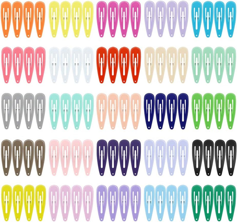 KUBOM 100 Pieces 1 Inch Snap Hair Clips No Slip Metal Hair Clip Barrettes For Girls Toddlers Kids Women (50 Pairs) - Solid