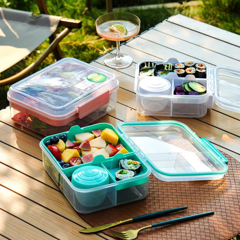 3/4/5 Compartment Convertible Bento Lunch Box with Gravy Bowl, Pink