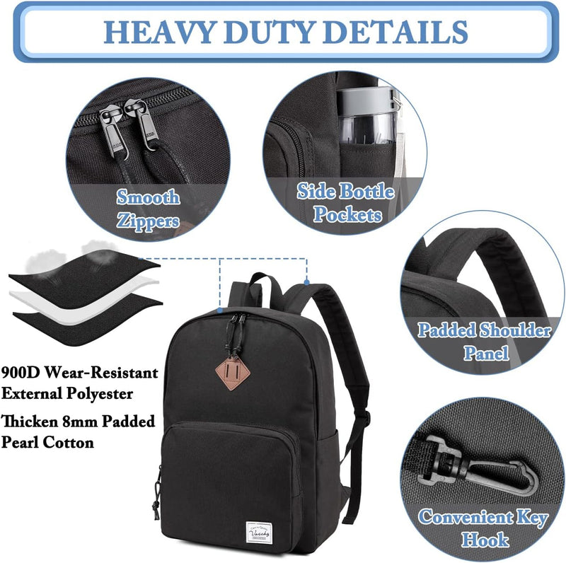 VASCHY Backpack for Women Men, Ultra Lightweight School Bag for Kids Teen Boys Girls, Casual Daypack Work, Travel