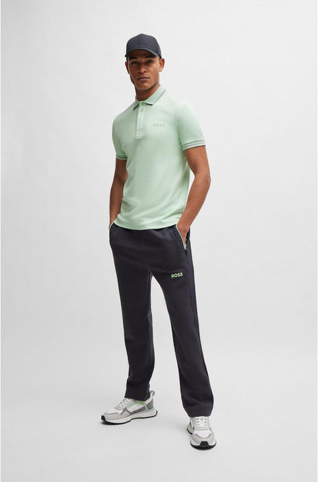 BOSS Men's Paule 1 Slim-Fit Interlock Cotton Polo Shirt with Mesh Logo
