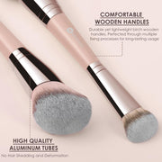 KINGMAS, Foundation Brush Double Ended Angled Round Contour Brush Powder Liquid Cream Concealer Blush Brush (Brown)