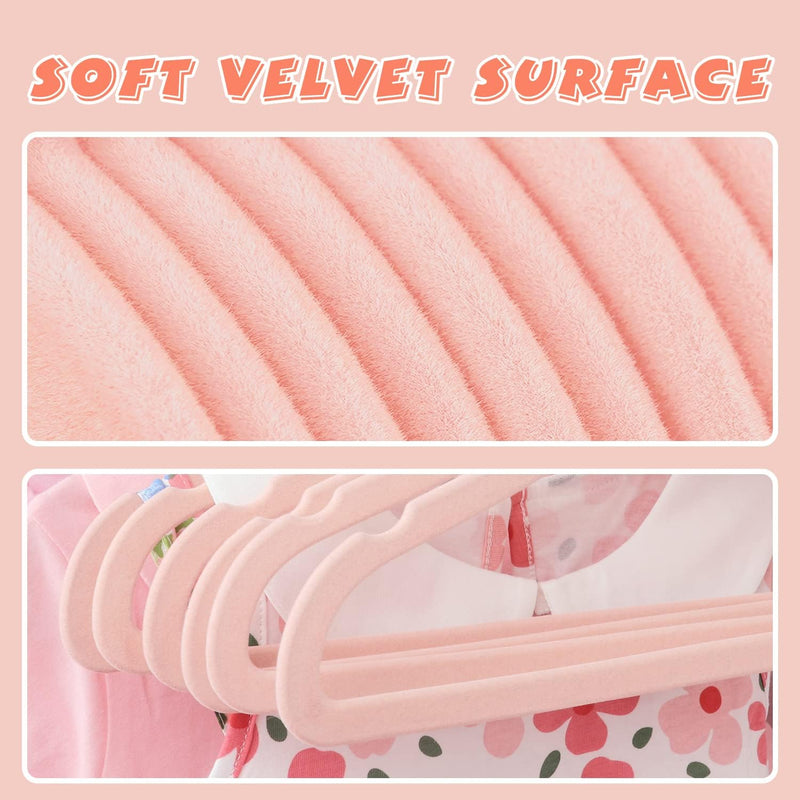 ManGotree Baby Velvet Hangers,Infant and Toddler Hangers,No-Slip Children Hangers, Ultra-Slim Space Saving Kids Hangers, Sturdy&Durable Clothes Hangers 15 Pack (Pink)