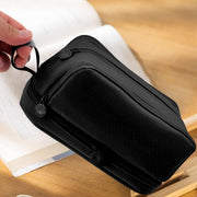Large Capacity Pencil Case with 4 Compartments, Zipper and Handle, Stationery Organiser for School, College, Office, Black