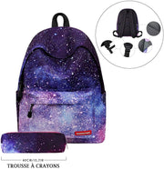 Casual Backpack SchoolBag for Girls Kids Boys Teenagers Galaxy Star Waterproof With Pencil Case High Capacity 14 in Laptop Travel Bag