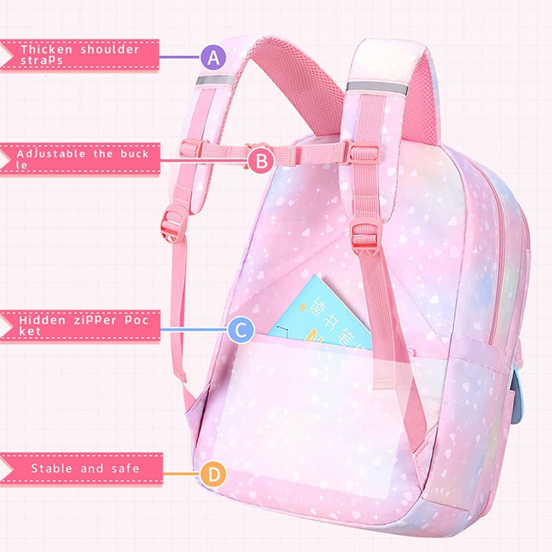 Girls Backpack, Backpack for Girls, Kids Backpack with Compartments Elementary School Bag For Girls, Cute Student School Bag, School Backpack for Girls - Pink