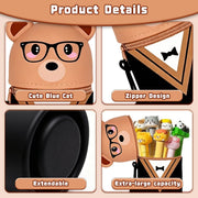 Kawaii Silicone Pencil Case, Cute Cartoon Bear Pencil Case, Soft Pencil Case Zip, Waterproof Silicone Pencil Case for School and Office (6.5 x 22.5 cm)