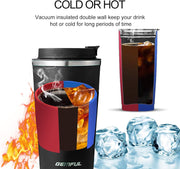GEMFUL Travel Coffee Mug Stainless Steel Vacuum Ice and Hot Drinks Insulated Tumbler for Home Office Outdoor Works, 380ml, Pink