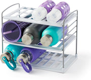 YouCopia UpSpace Water Bottle and Travel Mug Cabinet Organizer, Adjustable Storage Rack for Kitchen Organization, 3-Shelf, Size: 7.5"D x 11.4"W x 9.1"H - 3-Shelf