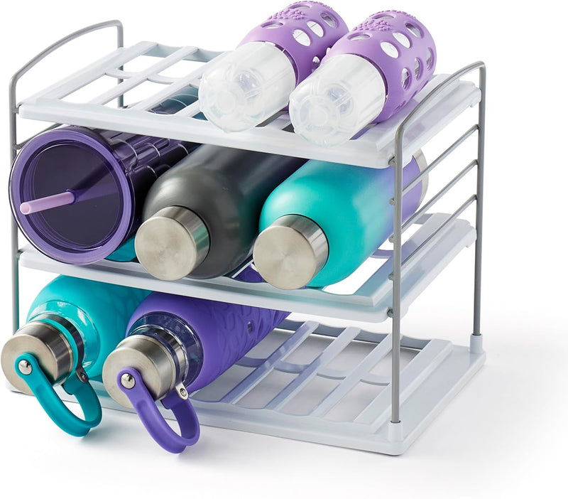 YouCopia UpSpace Water Bottle and Travel Mug Cabinet Organizer, Adjustable Storage Rack for Kitchen Organization, 3-Shelf, Size: 7.5"D x 11.4"W x 9.1"H - 3-Shelf