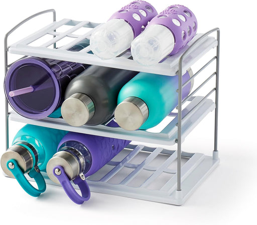 YouCopia UpSpace Water Bottle and Travel Mug Cabinet Organizer, Adjustable Storage Rack for Kitchen Organization, 3-Shelf, Size: 7.5"D x 11.4"W x 9.1"H - 3-Shelf