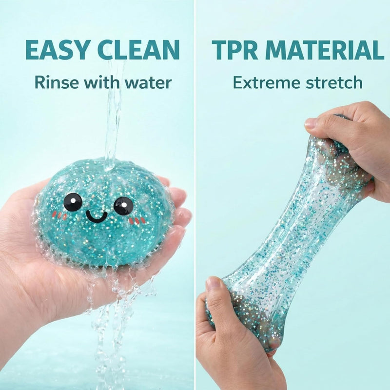 SLEEPHEADBig Dumpling Squishy ToyStress Relief Ball - Sparkle Filled Sensory Squeeze Tool,Cute Adorable Soft Silicone Squeeze Toy
