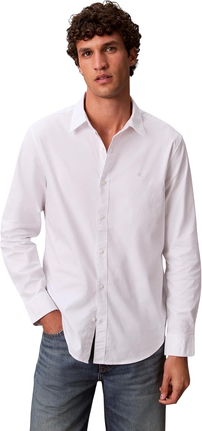 mens Ls Solid Oxford Classic Shirt Lv140em125 Shirts - Brilliant White