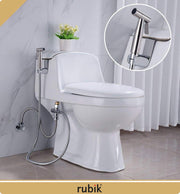 Rubik Bidet Spray Shower Handheld Sprayer for Toilet, Stainless Steel 1.5M Head Hose and Holder for Self Cleaning Muslim Shattaf Pipe Set Perfect for Bathroom Cloth Diaper Washing