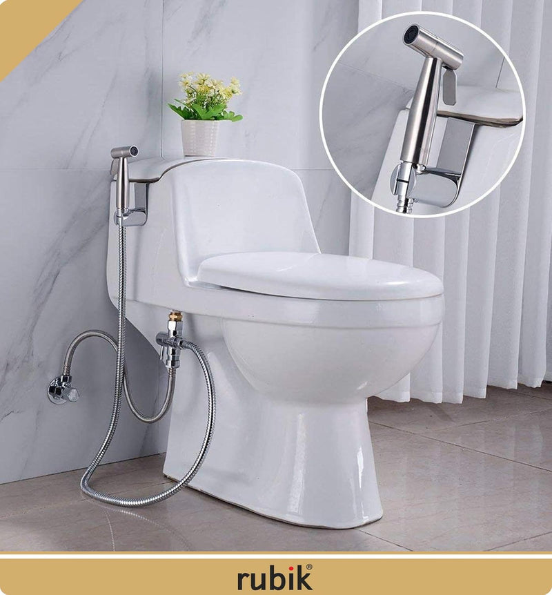 Rubik Bidet Spray Shower Handheld Sprayer for Toilet, Stainless Steel 1.5M Head Hose and Holder for Self Cleaning Muslim Shattaf Pipe Set Perfect for Bathroom Cloth Diaper Washing
