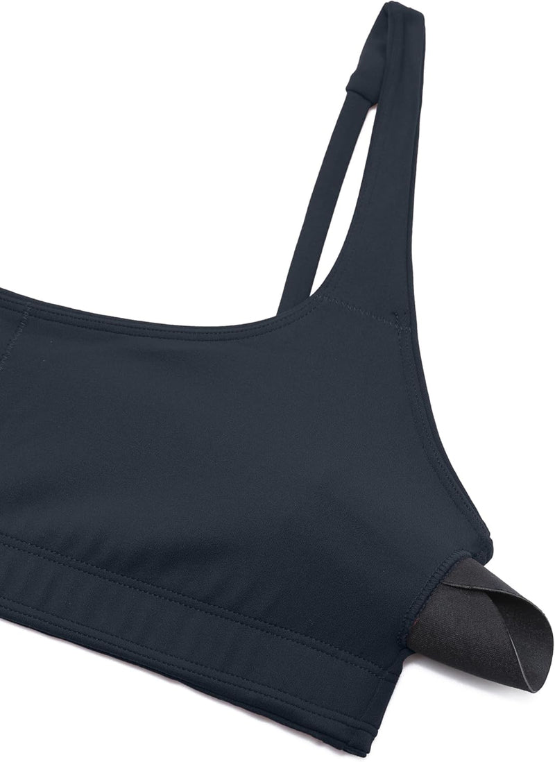 CRZ YOGA Butterluxe Spaghetti Strap Sports Bras for Women - Square Neck Yoga Wireless Low Coverage Padded Cami Crop Top