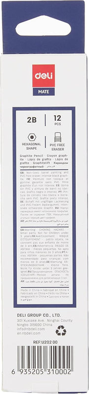 2B Graphite Pencil with Eraser 12 Pieces, Dark Blue (Pack of 2)