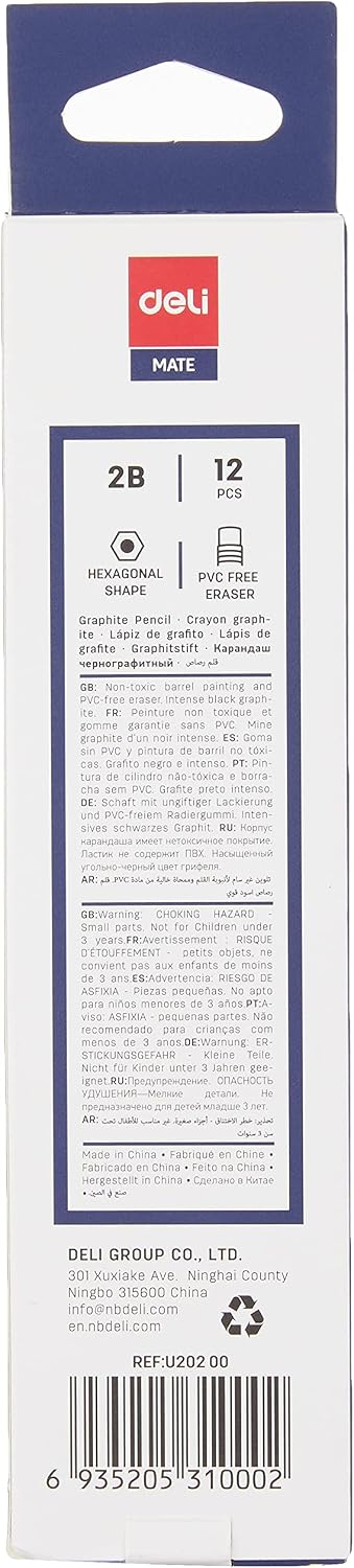 2B Graphite Pencil with Eraser 12 Pieces, Dark Blue (Pack of 2)