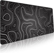 Glittery Garden Excel Shortcut Keys Mouse Pad - Extended Large XL Cheat Sheet Gaming Mousepad PC Office Spreadsheet Keyboard Mat Non-Slip Stitched Edge - 35.4"L x 15.7"W Black Topographic