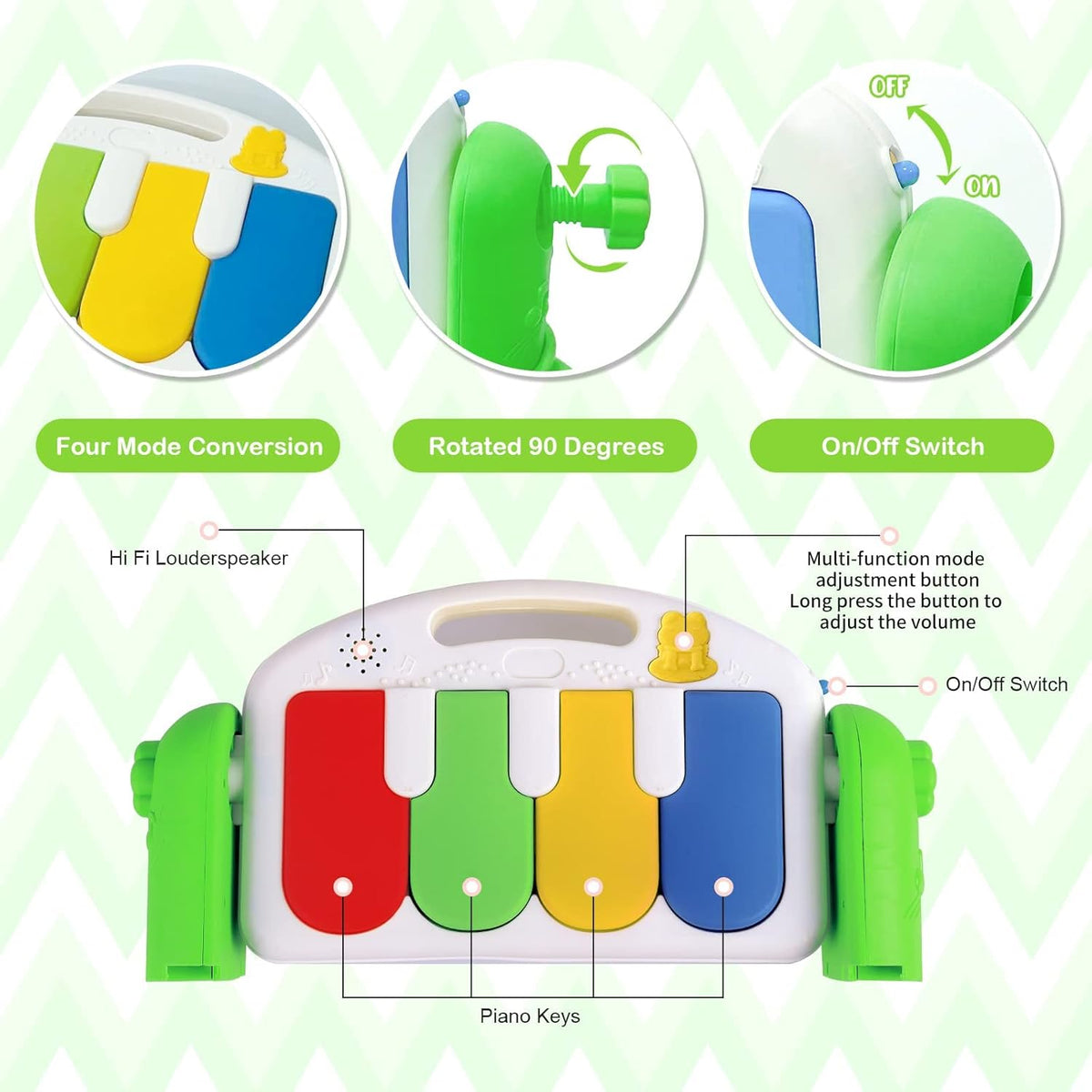 SKY-TOUCH Play Mats for Baby Gyms, Kick and Play Piano Gym Mats, Detachable Tummy Time Mat with Music and Lights, Musical Electronic Learning Toys, Activity Center for Babies and Toddlers – image 5
