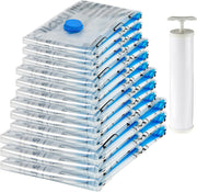 Vacuum Compression Zipper Storage Bags with Airtight Valve and Hand Pump, Large, 5-Pack, Clear - Multiple 12-Pack