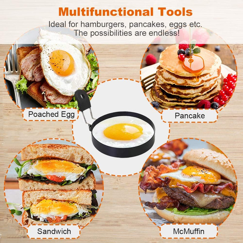 2 Pcs Egg Ring Set, 9 CM Nonstick Egg Mold, Practical Eggs Poacher for Frying Eggs, Pancakes, English Muffins and Breakfast Cooking