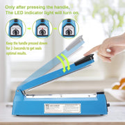 Heat Sealer Manual Bags Sealer Heat Sealing Machine 8 Inch Impulse Sealer Machine for Plastic Bags PE PP Bags with Extra Replace Element Grip